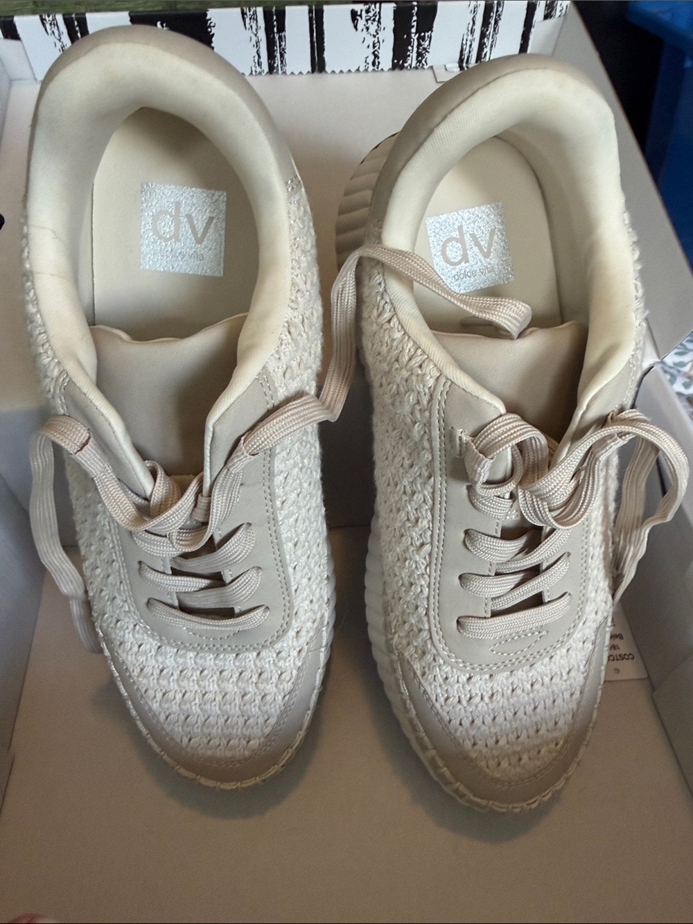 DV by Dolce Vita Cream Crochet Flatform Sneakers